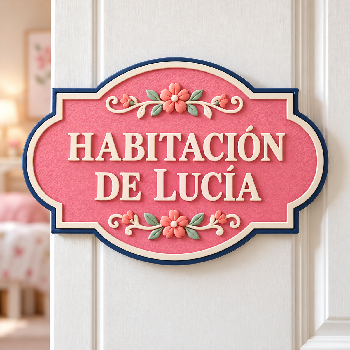 Rótulo de puerta personalizado Habitación de Lucía