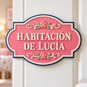 Rótulo de puerta personalizado Habitación de Lucía